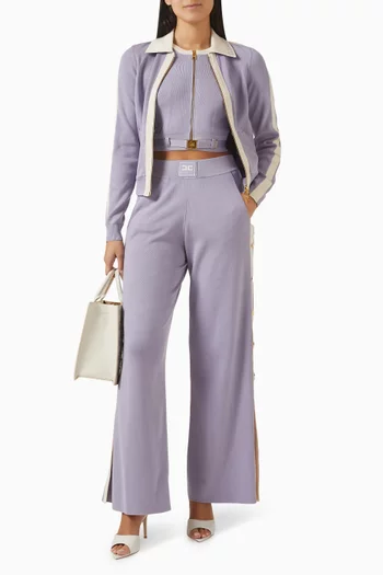 كارديغان بياقة بولو وسحّاب منسوج من مزيج فيسكوز