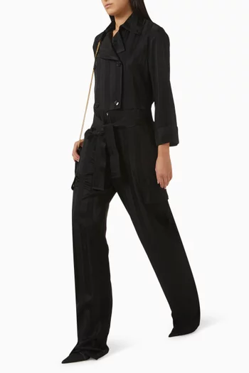 Belted Jumpsuit in Satin