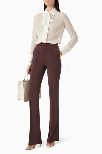 بلوزة برباط قماشي عند الرقبة جورجيت وكريب