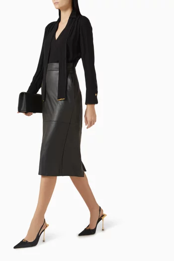 بلوزة بحزام قماشي فيسكوز وجورجيت