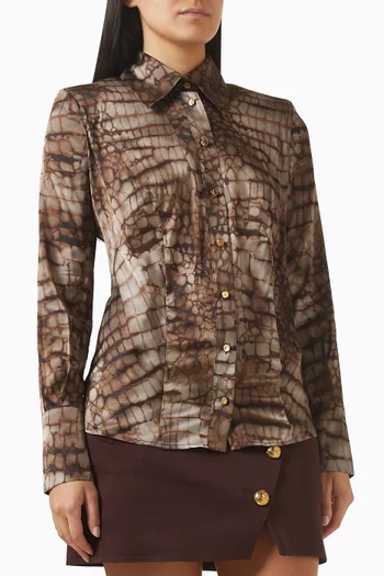 Alligator-print Shirt in Satin