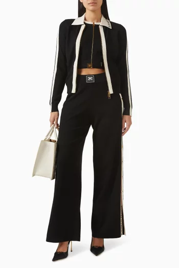 بلوزة قصيرة ومنسوجة من مزيج فيسكوز