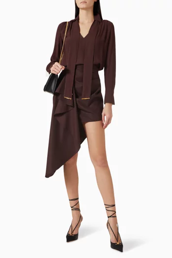 تنورة قصيرة بحلية معدنية مزيج صوف