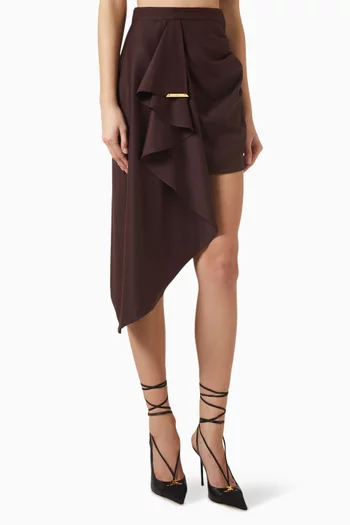 تنورة قصيرة بحلية معدنية مزيج صوف