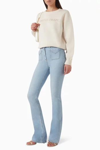 سويت شيرت منسوج بشعار الماركة مزيج فيسكوز