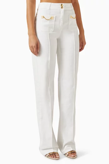 بنطال جينز بقصة واسعة وسلسلة دينم