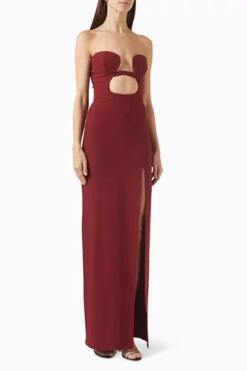 Padded-bra Slit Dress in Viscose Blend