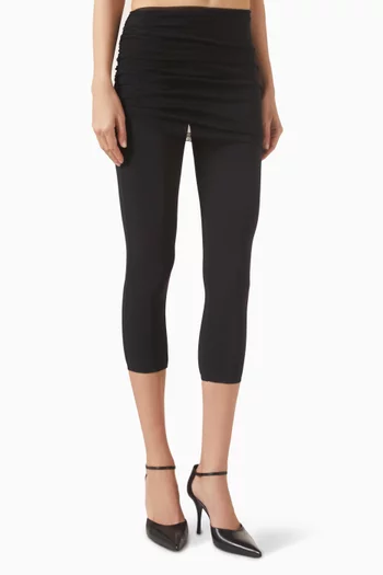 Tulle-drape Crop Leggings