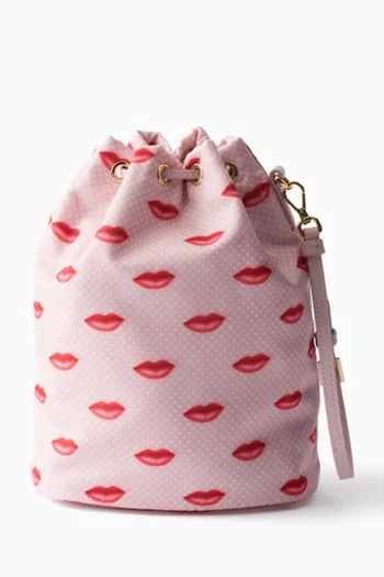 Drawstring Printed Pouch in Re-Nylon