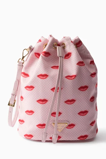 Drawstring Printed Pouch in Re-Nylon