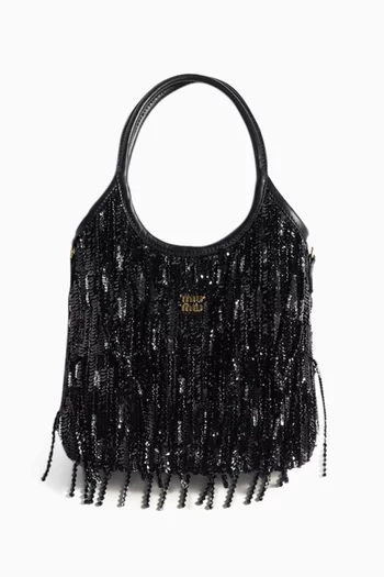 VY Satin Handbag with Crystal & Sequin Fringe