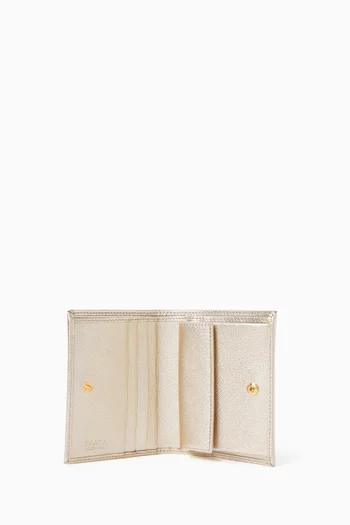 Small Wallet in Metallic Saffiano Leather