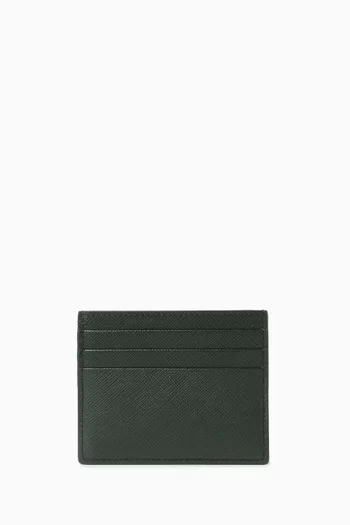 Triangle Logo Card Holder in Saffiano Leather