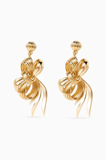 Bow Earrings in Gold-tone Brass