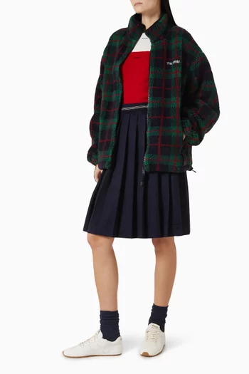 جاكيت بقصة فضفاضة بسحّاب ونقشة مربعات تيدي