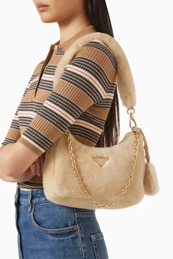Mini Re-Edition Hobo Bag in Shearling
