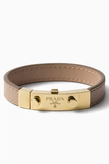 Logo Bracelet in Saffiano Leather