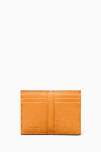 Logo Card Case in Saffiano Leather