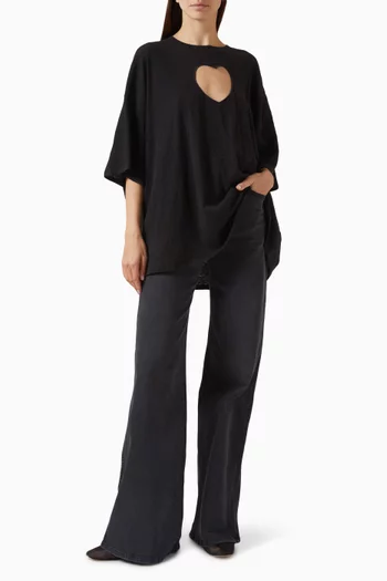 تي شيرت وورن إن بقصة فضفاضة وتصميم قلب جيرسيه