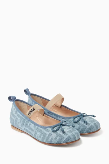 Logo Ballerina Sandals in Denim