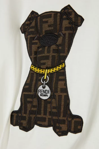 تي شيرت قطن بشعار FF وكلب