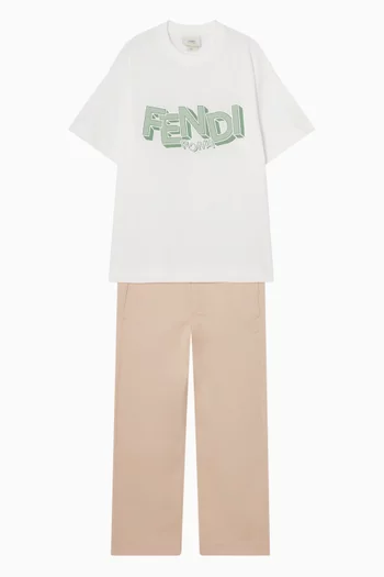 تي شيرت بطبعة شعار الماركة قطن