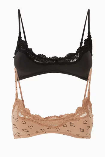 طقم حمالات صدر بقصة عميقة دانتيل فيتس إيفري بودي، قطعتان