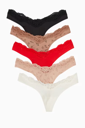 Fits Everybody Lace Dipped Thong, Set of 5