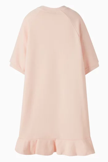 فستان مزين بكشكش وطبعة قطن