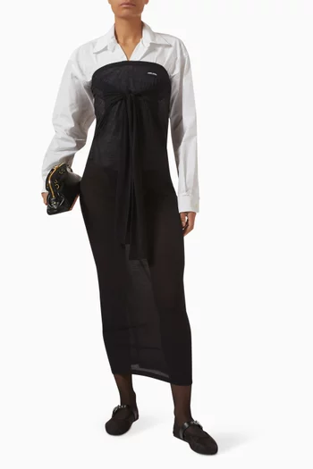 فستان طويل نسيج جيرسيه مضلع