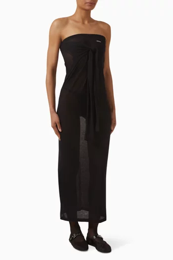 فستان طويل نسيج جيرسيه مضلع