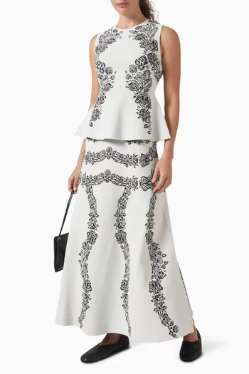 Valencia Jacquard Midi Skirt in Viscose Blend