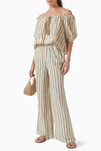 Paros Striped Cover-up Top in Cotton