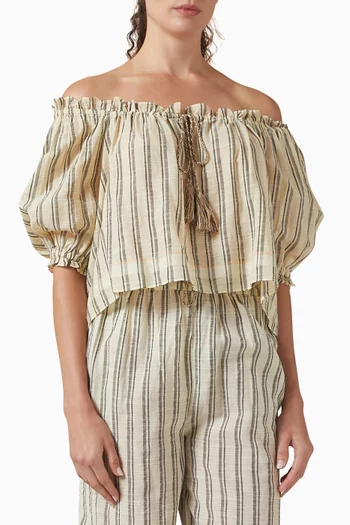 Paros Striped Cover-up Top in Cotton