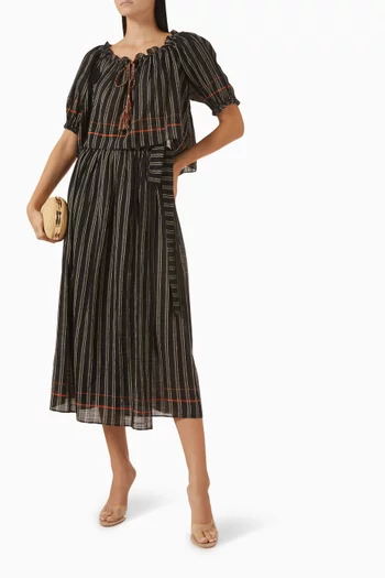 Paros Striped Cover-up Top in Cotton