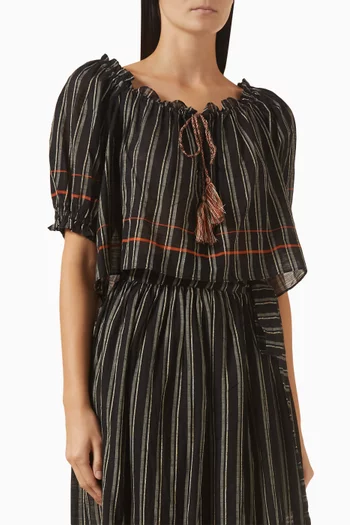 Paros Striped Cover-up Top in Cotton