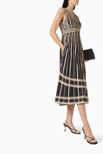 Palermo V-neck Midi Dress in Cotton-poplin