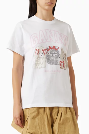 Animals-print T-shirt in Organic Cotton Jersey