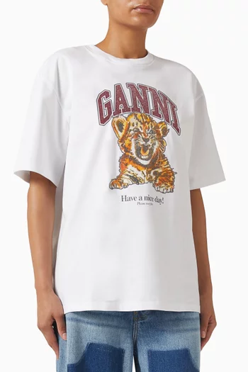 Tiger-print T-shirt in Organic Cotton