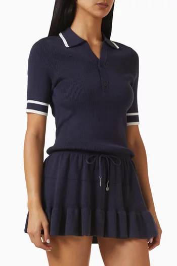 Plume Knit Collared Mini Dress in Cotton-blend