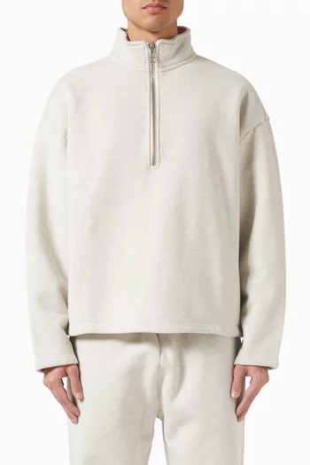 سويت شيرت بسحّاب قصير قطن ثقيل بوزن 800 غرام لكل متر مربع