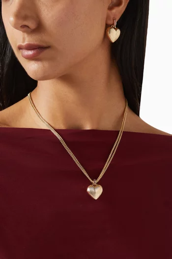 The Textured Heart Necklace in Gold-tone Brass
