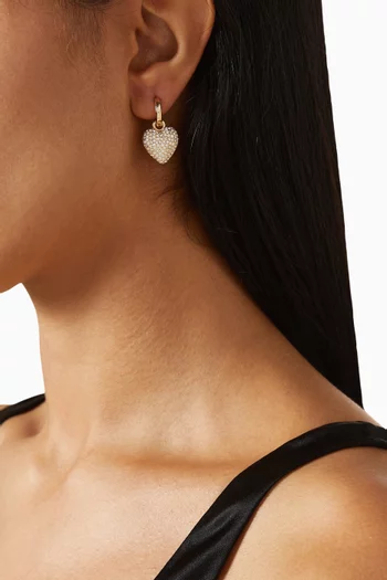 The Dazzling Puffy Heart Earrings in Gold-tone Brass