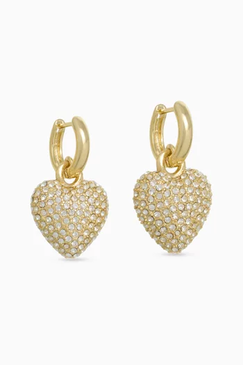 The Dazzling Puffy Heart Earrings in Gold-tone Brass