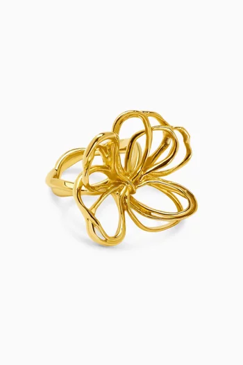Wire Flower Statement Ring in Gold-tone Brass