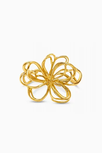 Wire Flower Cuff Bracelet in Gold-tone Brass
