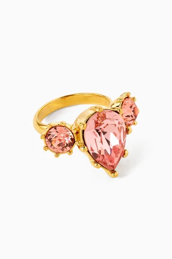 Faceted Crystal Ring in Gold-tone Brass