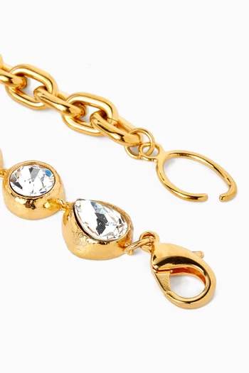 سوار سلسلة بتصميم مطروق مرصع بأحجار نحاس بلون ذهبي