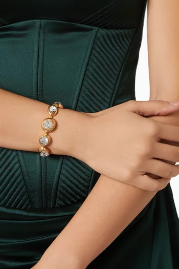 Hammered Stones Chain Bracelet in Gold-tone Brass