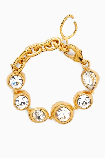 سوار سلسلة بتصميم مطروق مرصع بأحجار نحاس بلون ذهبي